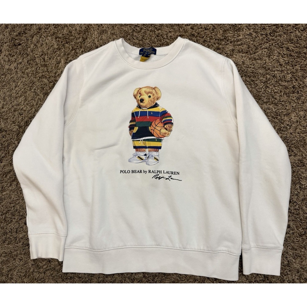 Youth Polo Ralph Lauren Polo Bear Basketball Pullover Crewneck Kids Sz 14-16 (L)